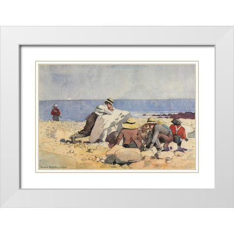 A Clam Bake White Modern Wood Framed Art Print with Double Matting by Homer, Winslow