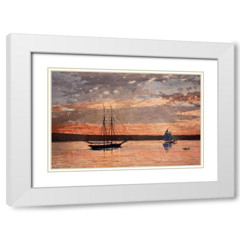 Sunset at Gloucester White Modern Wood Framed Art Print with Double Matting by Homer, Winslow