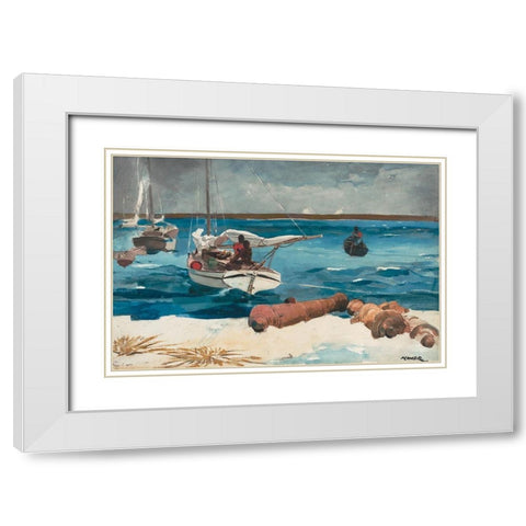 Nassau White Modern Wood Framed Art Print with Double Matting by Homer, Winslow