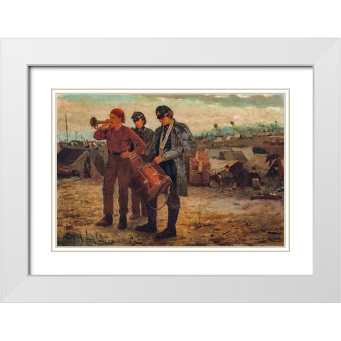 Sounding Reveille White Modern Wood Framed Art Print with Double Matting by Homer, Winslow