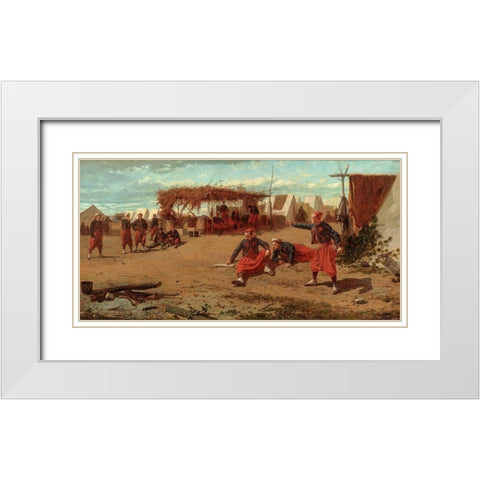 Pitching Quoits White Modern Wood Framed Art Print with Double Matting by Homer, Winslow