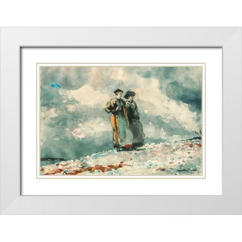 The Outlook, Maine Coast White Modern Wood Framed Art Print with Double Matting by Homer, Winslow