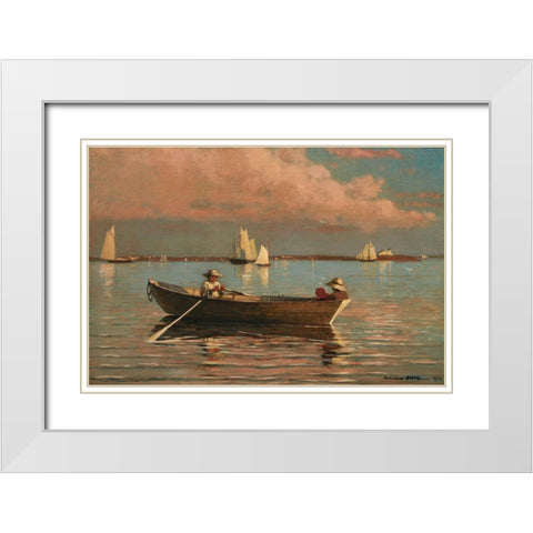 Gloucester Harbor White Modern Wood Framed Art Print with Double Matting by Homer, Winslow