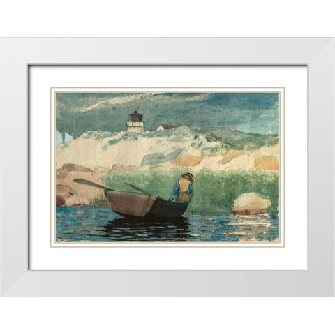 Boy in Boat, Gloucester White Modern Wood Framed Art Print with Double Matting by Homer, Winslow