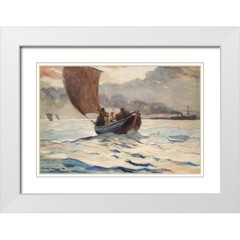 Returning Fishing Boats White Modern Wood Framed Art Print with Double Matting by Homer, Winslow