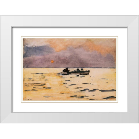 Rowing Home White Modern Wood Framed Art Print with Double Matting by Homer, Winslow