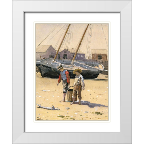 A Basket of Clams White Modern Wood Framed Art Print with Double Matting by Homer, Winslow