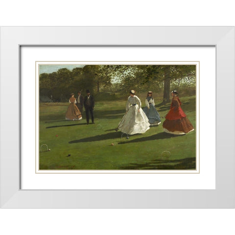 Croquet Players White Modern Wood Framed Art Print with Double Matting by Homer, Winslow
