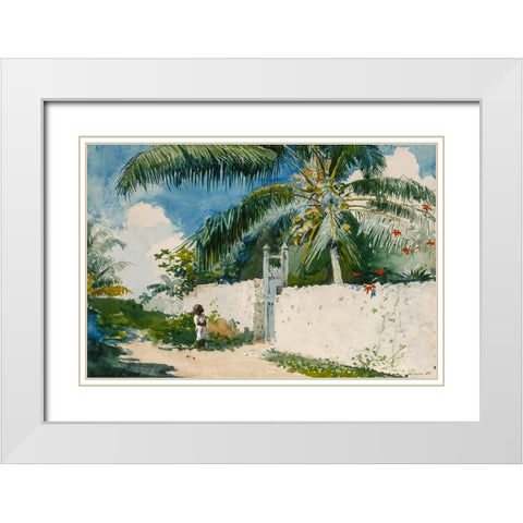 A Garden in Nassau White Modern Wood Framed Art Print with Double Matting by Homer, Winslow