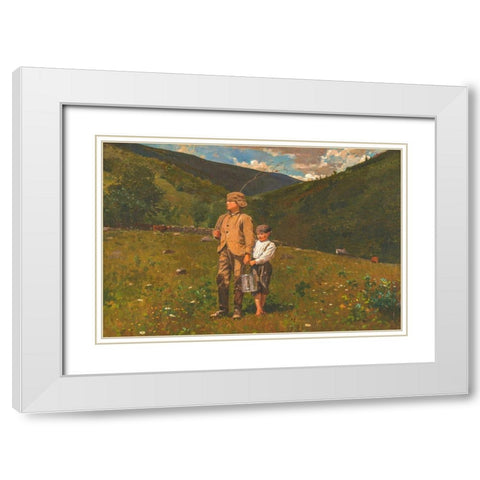 Crossing the Pasture White Modern Wood Framed Art Print with Double Matting by Homer, Winslow
