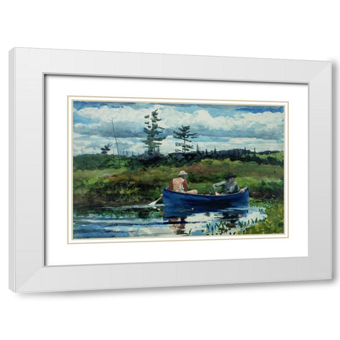 The Blue Boat White Modern Wood Framed Art Print with Double Matting by Homer, Winslow