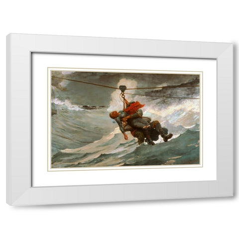 The Life Line White Modern Wood Framed Art Print with Double Matting by Homer, Winslow