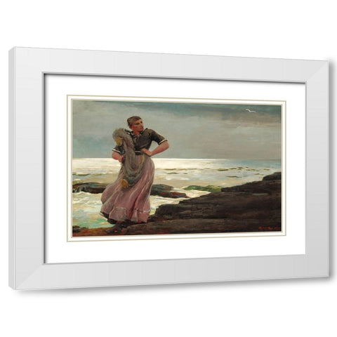 A Light on the Sea White Modern Wood Framed Art Print with Double Matting by Homer, Winslow