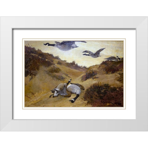 Wild Geese in Flight White Modern Wood Framed Art Print with Double Matting by Homer, Winslow