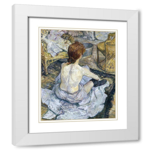 Rousse White Modern Wood Framed Art Print with Double Matting by Toulouse-Lautrec, Henri de