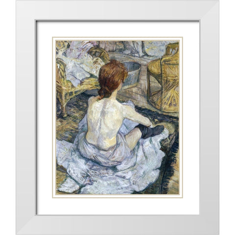 Rousse White Modern Wood Framed Art Print with Double Matting by Toulouse-Lautrec, Henri de
