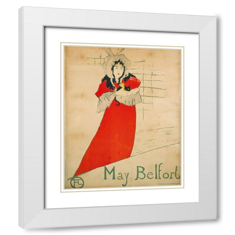 May Belfort White Modern Wood Framed Art Print with Double Matting by Toulouse-Lautrec, Henri de