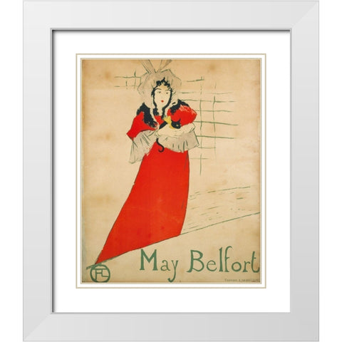 May Belfort White Modern Wood Framed Art Print with Double Matting by Toulouse-Lautrec, Henri de