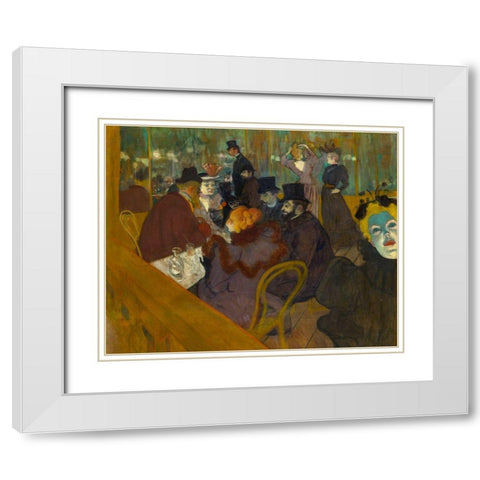 At the Moulin Rouge White Modern Wood Framed Art Print with Double Matting by Toulouse-Lautrec, Henri de