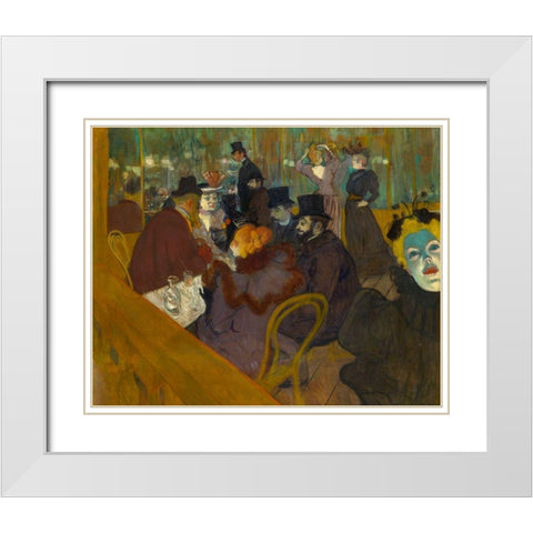 At the Moulin Rouge White Modern Wood Framed Art Print with Double Matting by Toulouse-Lautrec, Henri de