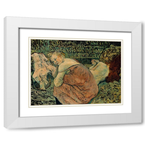 Two Friends White Modern Wood Framed Art Print with Double Matting by Toulouse-Lautrec, Henri de