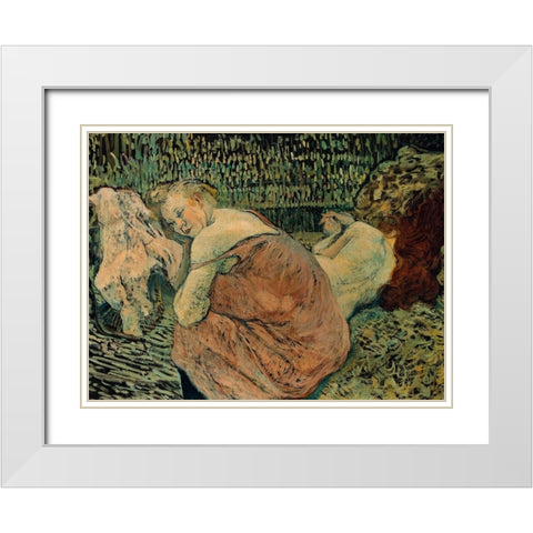 Two Friends White Modern Wood Framed Art Print with Double Matting by Toulouse-Lautrec, Henri de