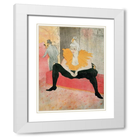 La Clownesse assise White Modern Wood Framed Art Print with Double Matting by Toulouse-Lautrec, Henri de