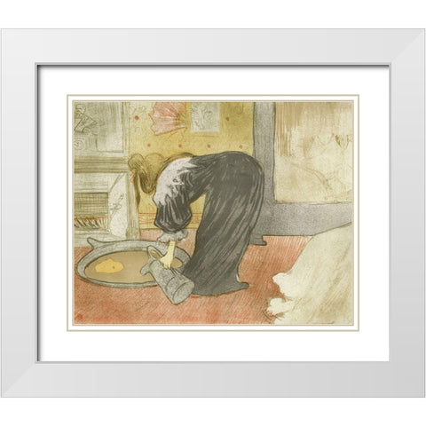 Woman at the tub White Modern Wood Framed Art Print with Double Matting by Toulouse-Lautrec, Henri de