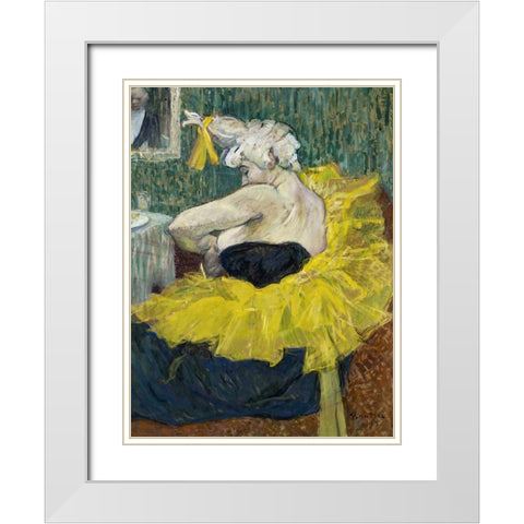 The Clown Cha-U-Kao White Modern Wood Framed Art Print with Double Matting by Toulouse-Lautrec, Henri de