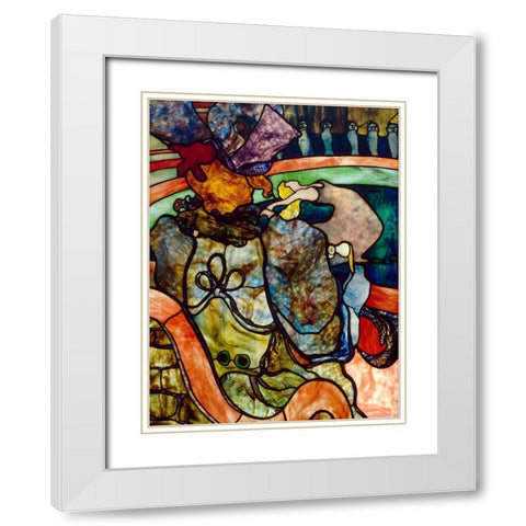 At the New Circus, Papa Chrysanthemum White Modern Wood Framed Art Print with Double Matting by Toulouse-Lautrec, Henri de