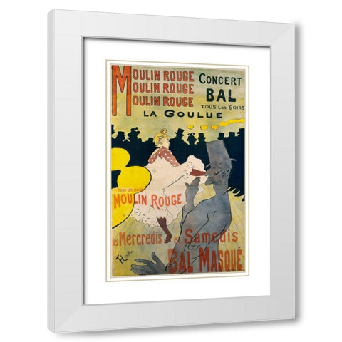 Moulin Rouge La Goulue White Modern Wood Framed Art Print with Double Matting by Toulouse-Lautrec, Henri de