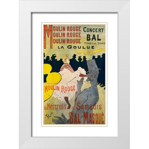 Moulin Rouge La Goulue White Modern Wood Framed Art Print with Double Matting by Toulouse-Lautrec, Henri de