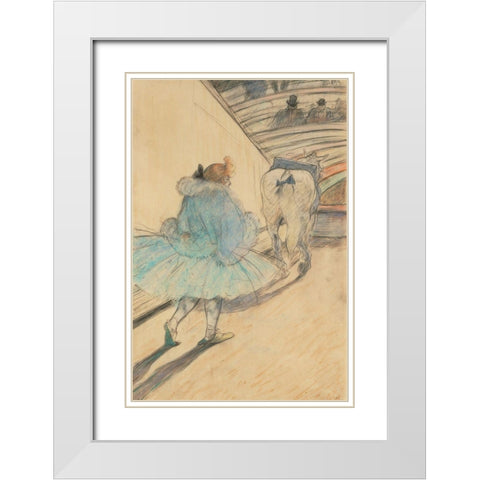 At the Circus Entering the Ring White Modern Wood Framed Art Print with Double Matting by Toulouse-Lautrec, Henri de
