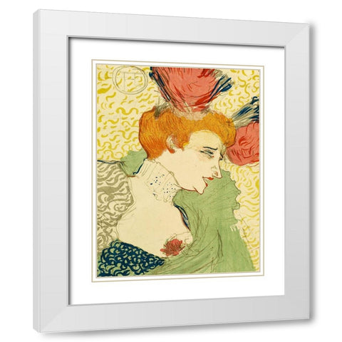 Bust of Mlle. Marcelle Lender White Modern Wood Framed Art Print with Double Matting by Toulouse-Lautrec, Henri de