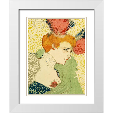 Bust of Mlle. Marcelle Lender White Modern Wood Framed Art Print with Double Matting by Toulouse-Lautrec, Henri de