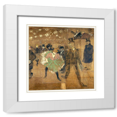 Panneaux pour la baraque de la Goulue, a la Foire du Trone a Paris White Modern Wood Framed Art Print with Double Matting by Toulouse-Lautrec, Henri de