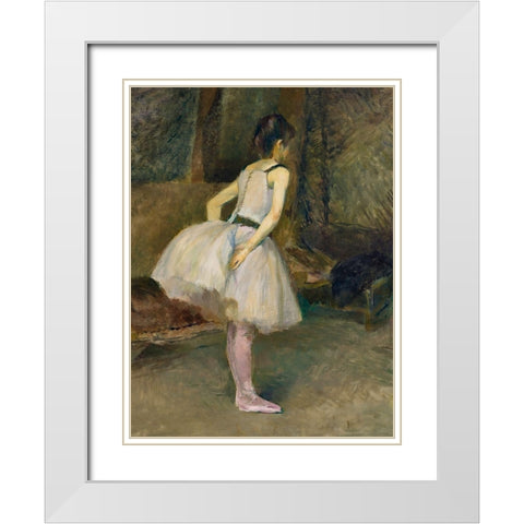 Dancer White Modern Wood Framed Art Print with Double Matting by Toulouse-Lautrec, Henri de