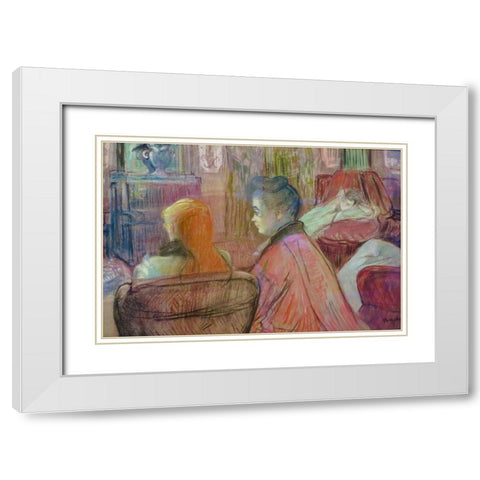 In the Salon White Modern Wood Framed Art Print with Double Matting by Toulouse-Lautrec, Henri de