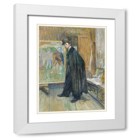 Portrait de Henri Nocq White Modern Wood Framed Art Print with Double Matting by Toulouse-Lautrec, Henri de