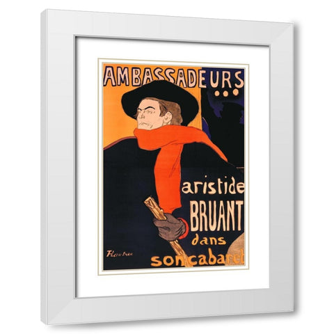 Ambassadeurs Aristide Bruant White Modern Wood Framed Art Print with Double Matting by Toulouse-Lautrec, Henri de