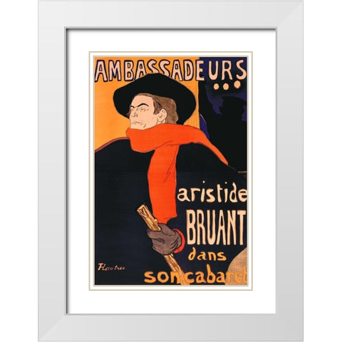 Ambassadeurs Aristide Bruant White Modern Wood Framed Art Print with Double Matting by Toulouse-Lautrec, Henri de
