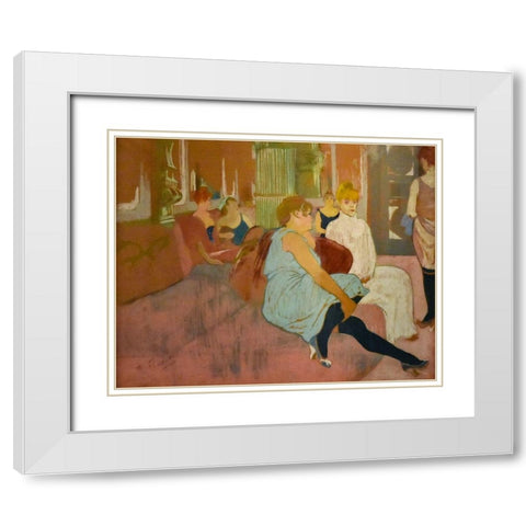 Au salon de la rue des Moulins White Modern Wood Framed Art Print with Double Matting by Toulouse-Lautrec, Henri de