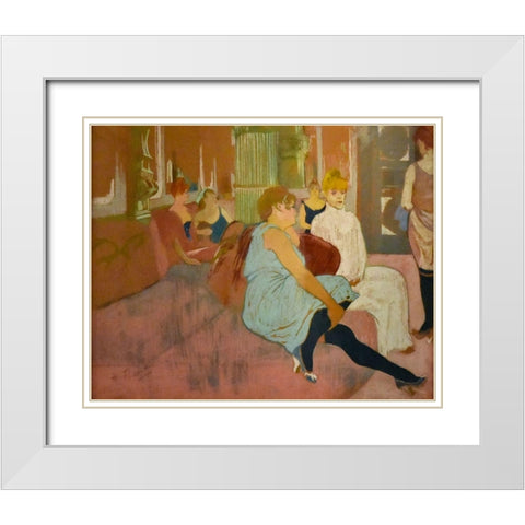 Au salon de la rue des Moulins White Modern Wood Framed Art Print with Double Matting by Toulouse-Lautrec, Henri de