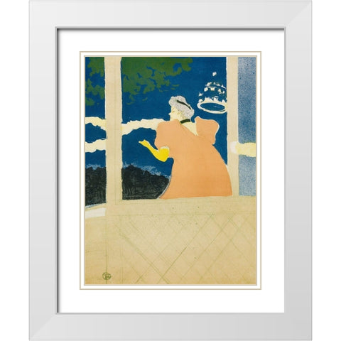 Aux Ambassadeurs White Modern Wood Framed Art Print with Double Matting by Toulouse-Lautrec, Henri de