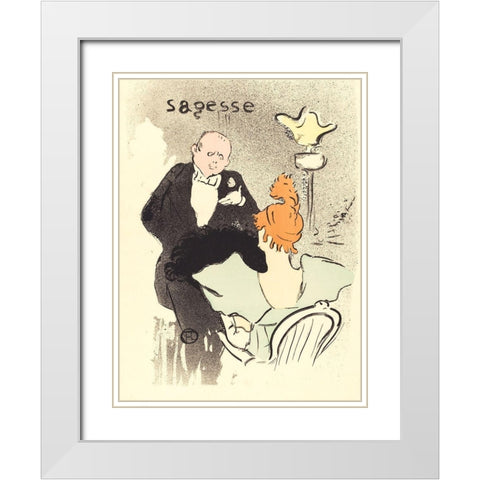 Wisdom Sagesse White Modern Wood Framed Art Print with Double Matting by Toulouse-Lautrec, Henri de