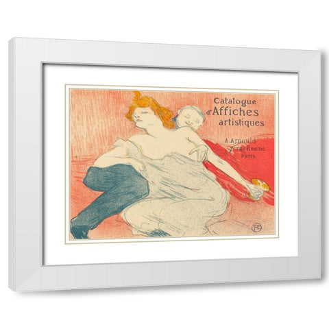 Debauchery White Modern Wood Framed Art Print with Double Matting by Toulouse-Lautrec, Henri de