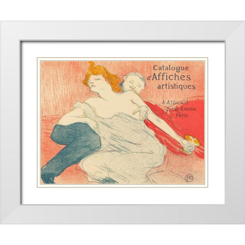 Debauchery White Modern Wood Framed Art Print with Double Matting by Toulouse-Lautrec, Henri de