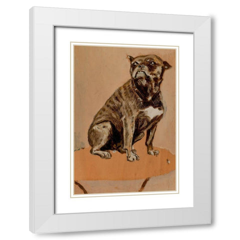 Touc, Seated on a Table White Modern Wood Framed Art Print with Double Matting by Toulouse-Lautrec, Henri de
