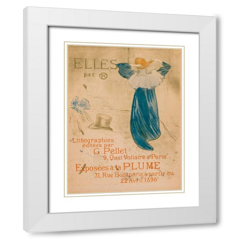 Elles, Frontispiece White Modern Wood Framed Art Print with Double Matting by Toulouse-Lautrec, Henri de