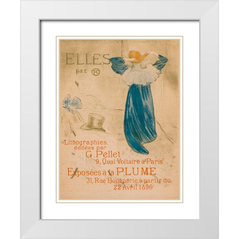 Elles, Frontispiece White Modern Wood Framed Art Print with Double Matting by Toulouse-Lautrec, Henri de